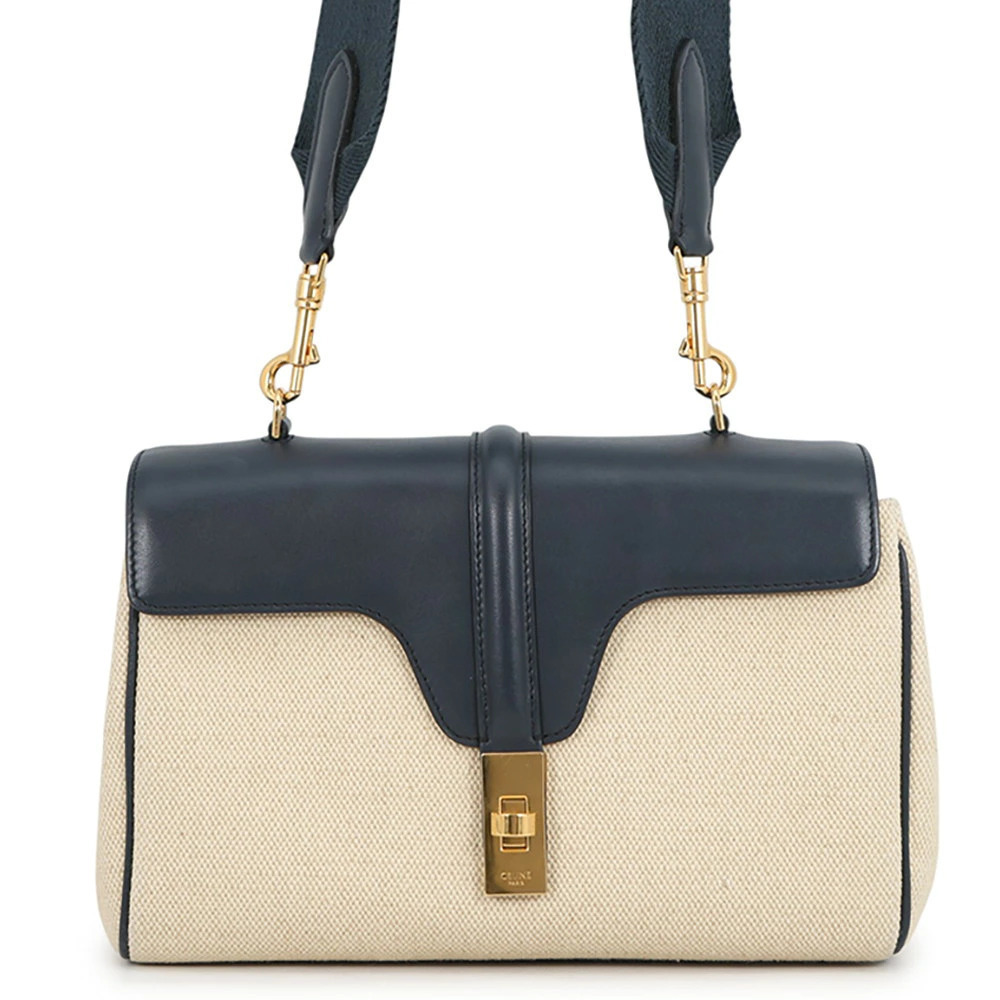 Celine Teen Soft 16 Shoulder Bag Canvas Calfskin Cream